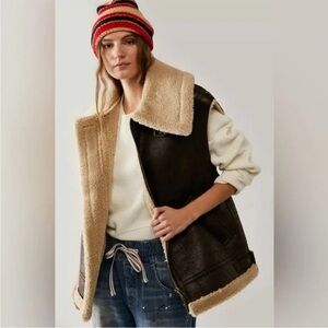 Free People Black and Tan Vest